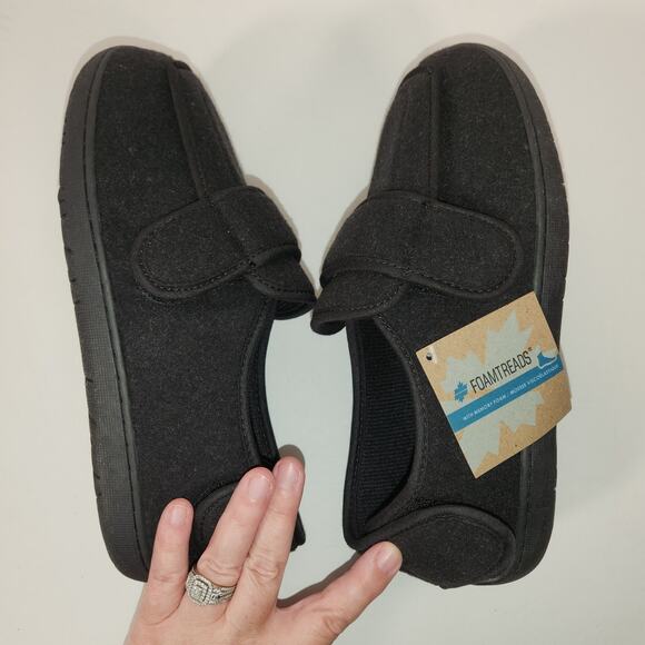 FOAMTREADS Physician L2 Comfort Slipper Womens 9M Black Wool Adjustable Diabetic - Picture 8 of 12